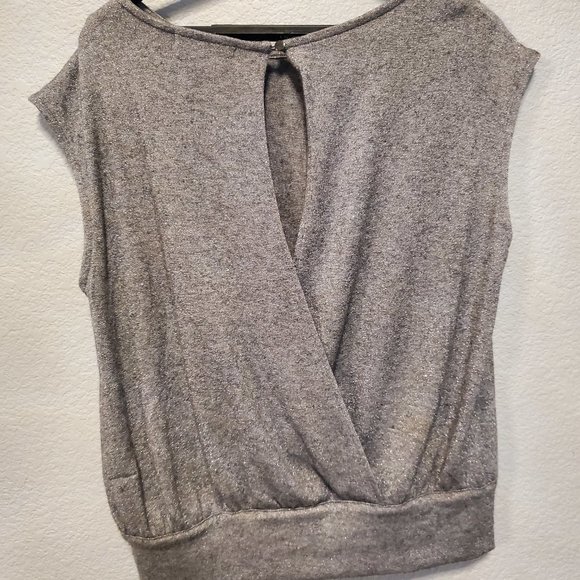 Banana Republic Silver Cap Sleeve top w/Open Back - size Medium - Picture 2 of 4
